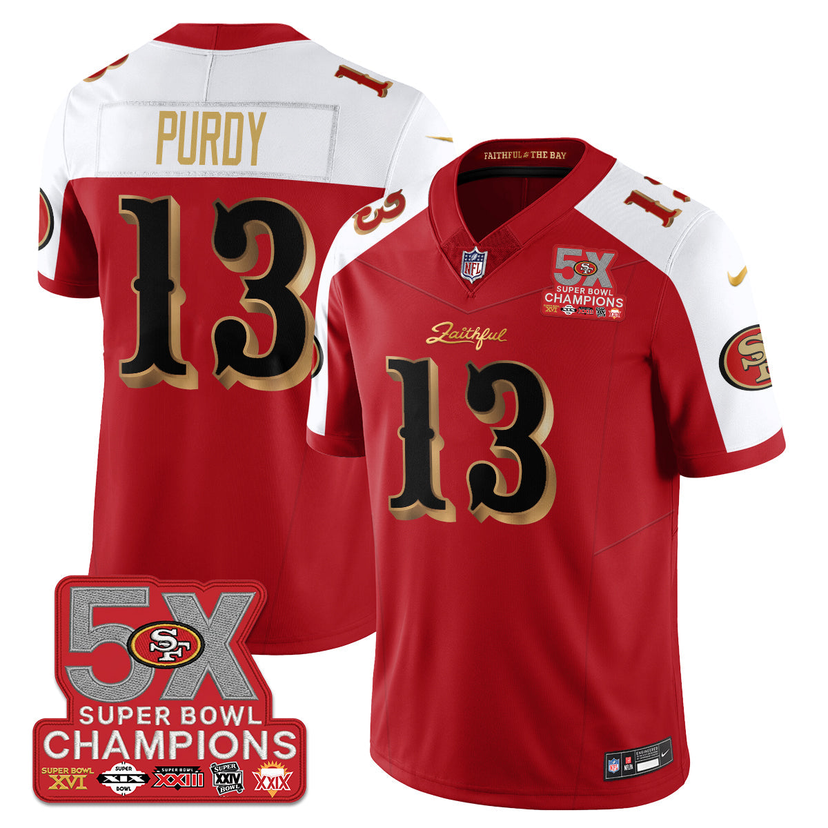 SF Rivalries 5-Time Champions Patch Vapor Limited Jersey - Stitched