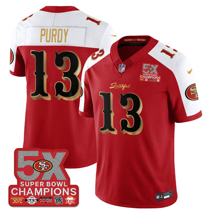 SF Rivalries 5-Time Champions Patch Vapor Limited Jersey - Stitched