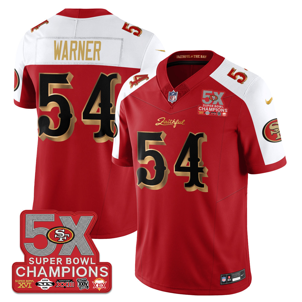 SF Rivalries 5-Time Champions Patch Vapor Limited Jersey - Stitched