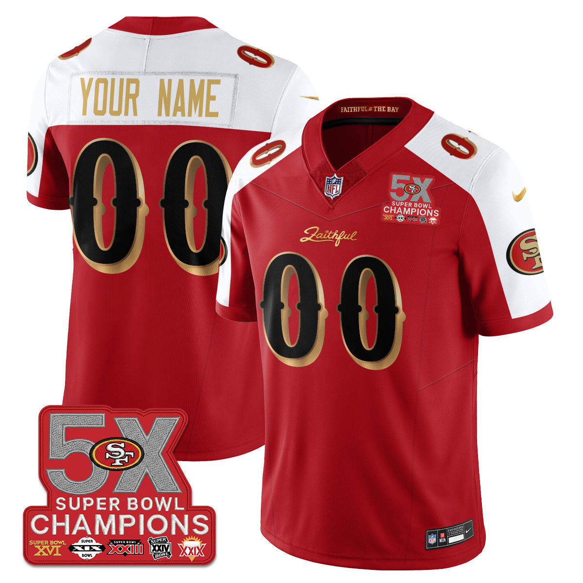 SF Rivalries 5-Time Champions Patch Vapor Limited Jersey - Stitched