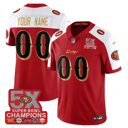 SF Rivalries 5-Time Champions Patch Vapor Limited Jersey - Stitched