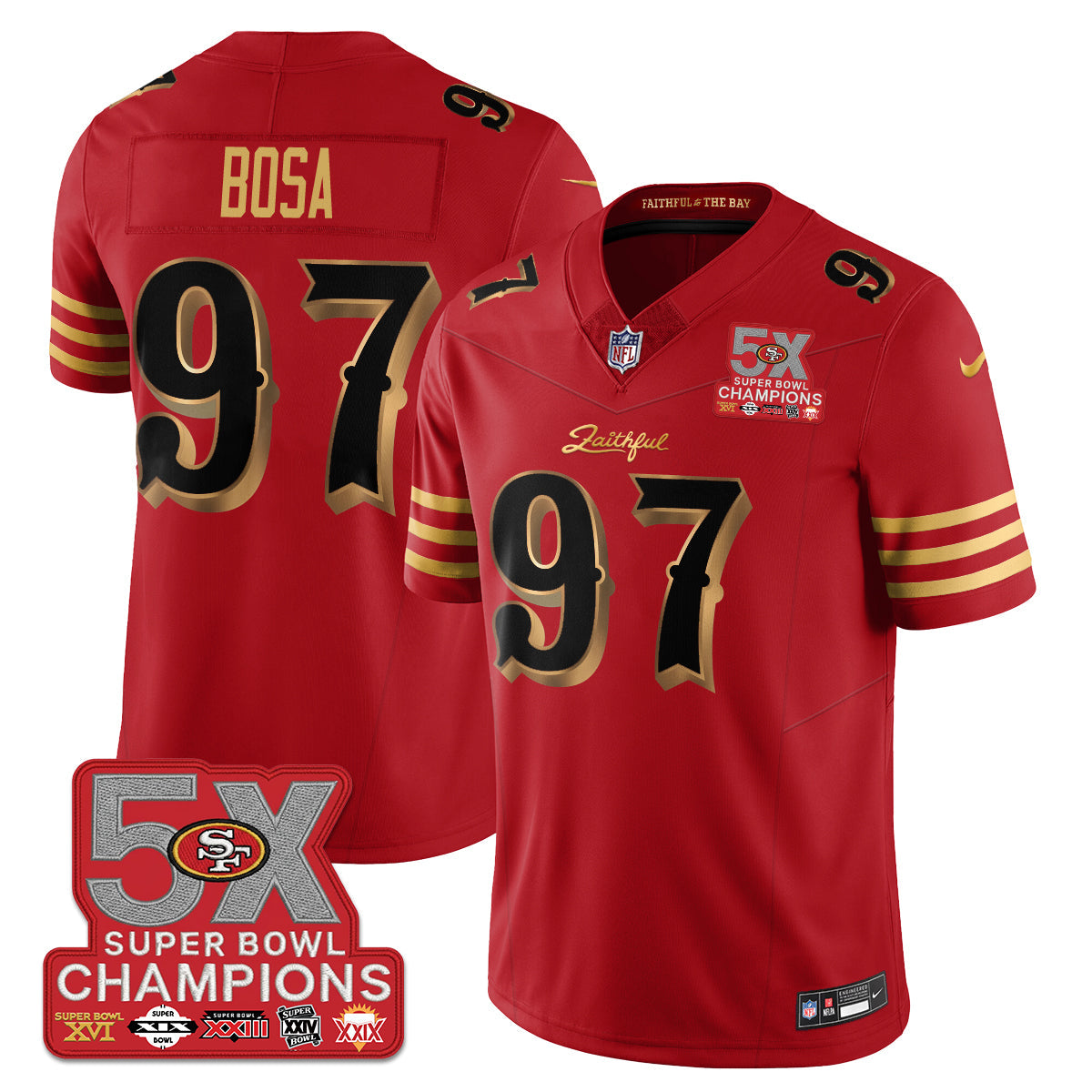 SF Rivalries 5-Time Champions Patch Vapor Limited Jersey - Stitched