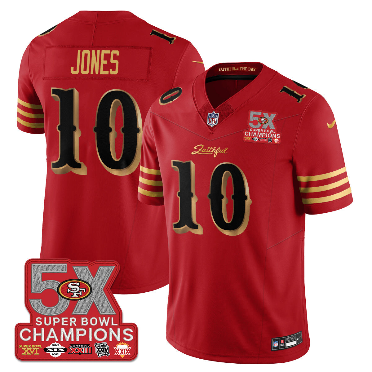 SF Rivalries 5-Time Champions Patch Vapor Limited Jersey - Stitched