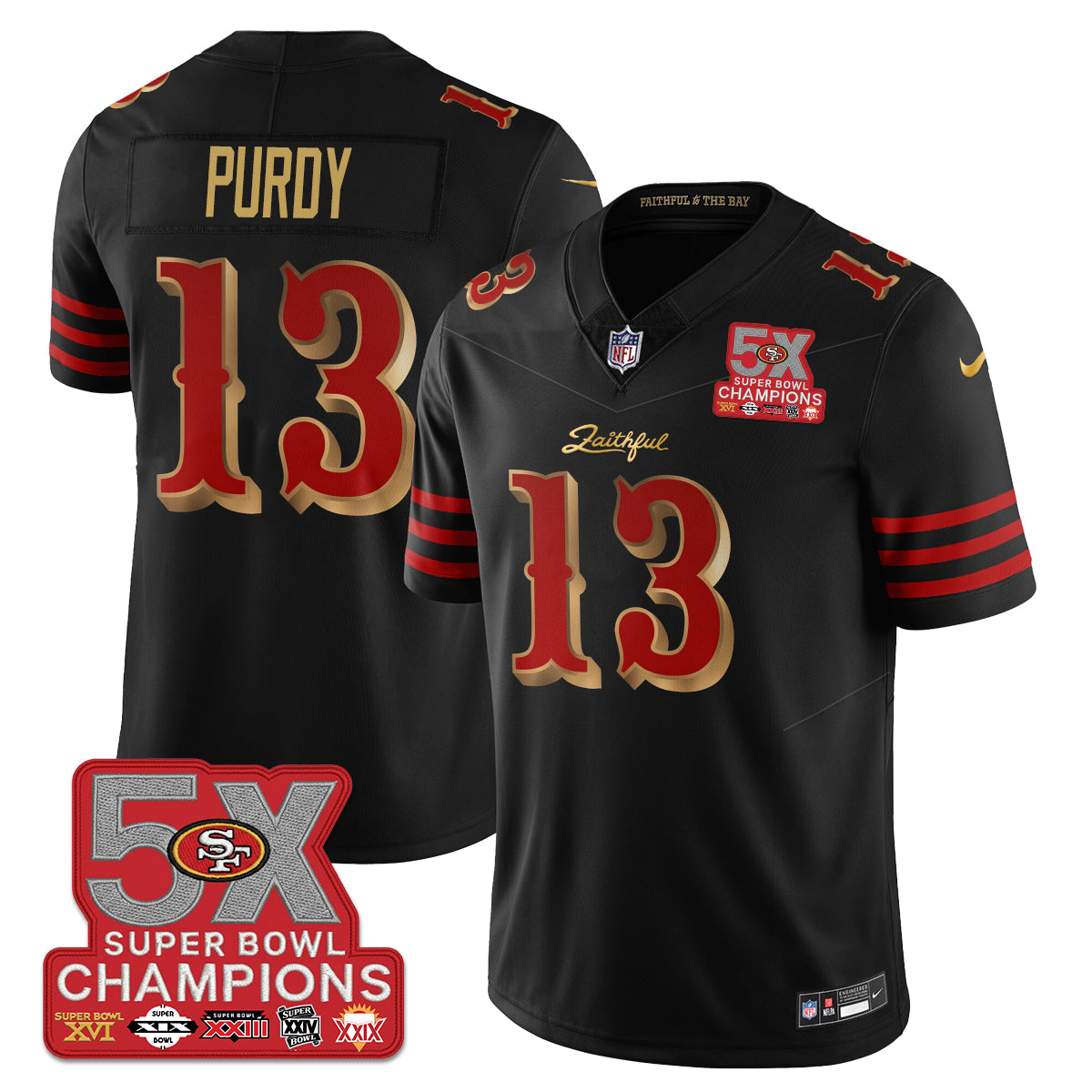 SF Rivalries 5-Time Champions Patch Vapor Limited Jersey - Stitched