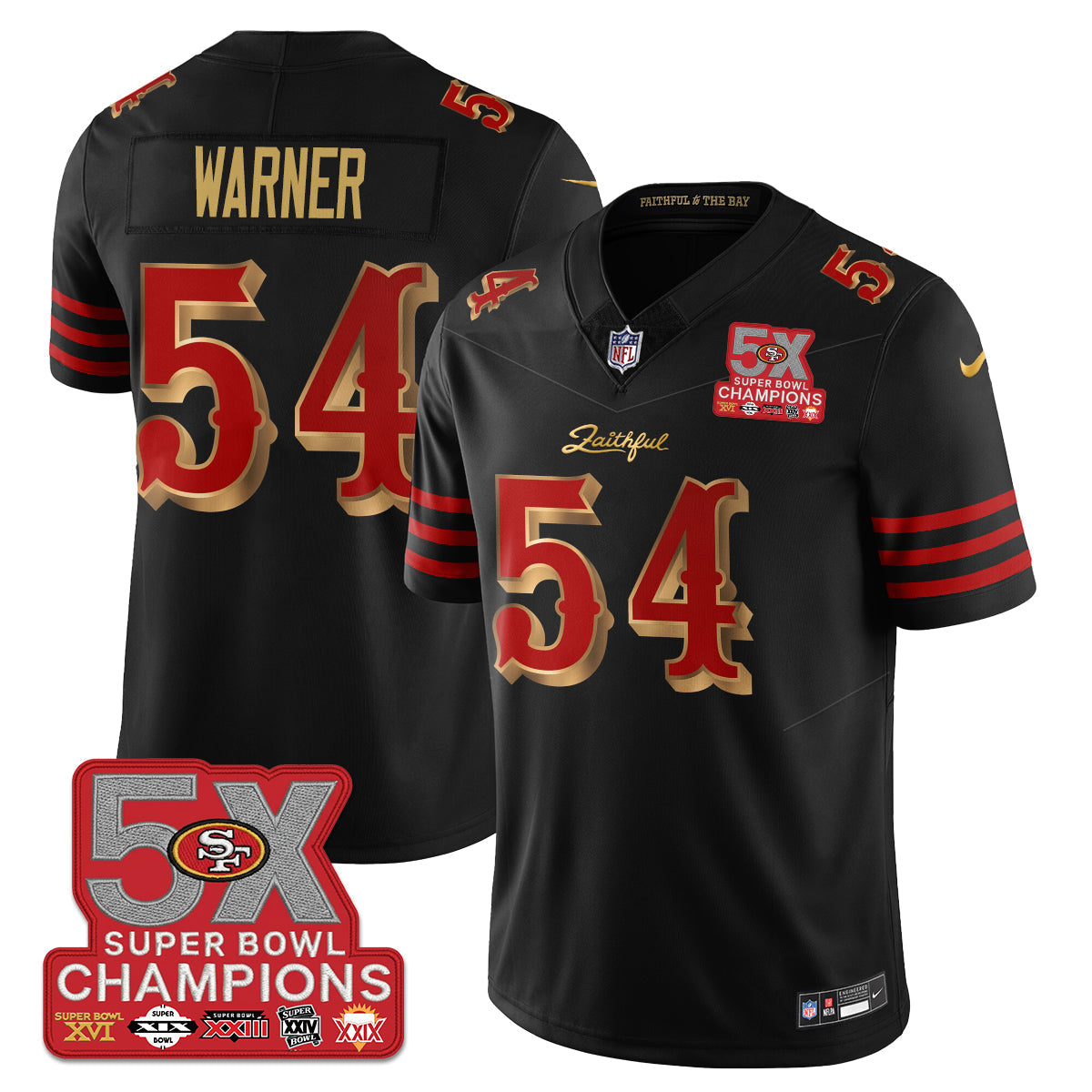 SF Rivalries 5-Time Champions Patch Vapor Limited Jersey - Stitched