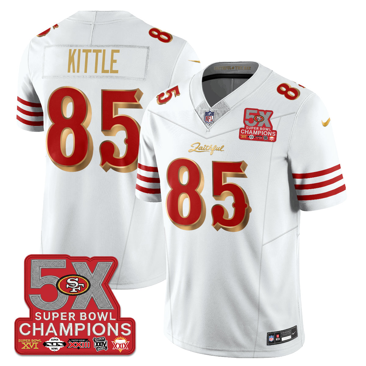 SF Rivalries 5-Time Champions Patch Vapor Limited Jersey - Stitched