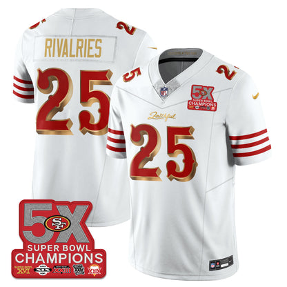 SF Rivalries 5-Time Champions Patch Vapor Limited Jersey - Stitched