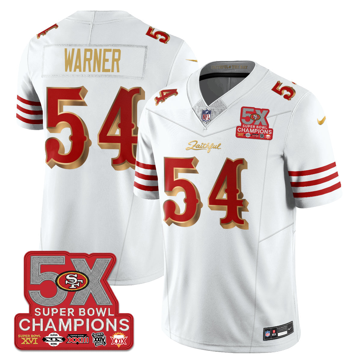 SF Rivalries 5-Time Champions Patch Vapor Limited Jersey - Stitched