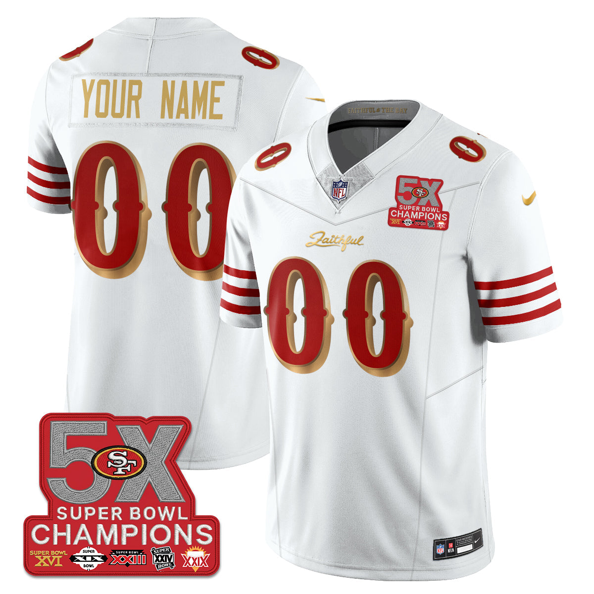 Custom SF Rivalries 5-Time Champions Patch Vapor Limited Jersey - Stitched