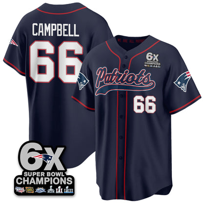 NE 6-Time Champions Patch Vapor Baseball Jersey - Stitched