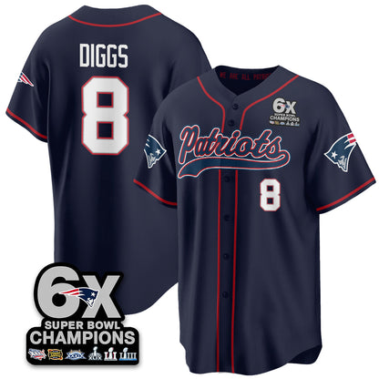 NE 6-Time Champions Patch Vapor Baseball Jersey - Stitched