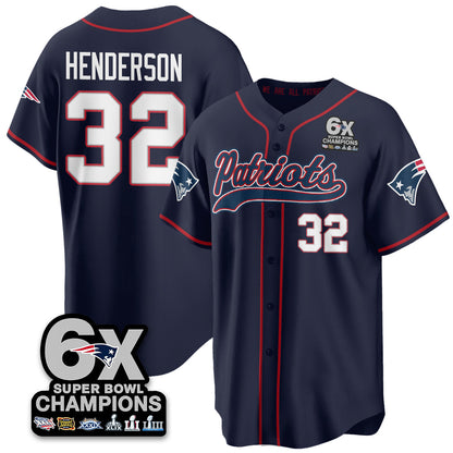 NE 6-Time Champions Patch Vapor Baseball Jersey - Stitched