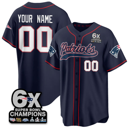 NE 6-Time Champions Patch Vapor Baseball Jersey - Stitched