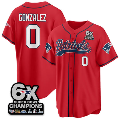 NE 6-Time Champions Patch Vapor Baseball Jersey - Stitched