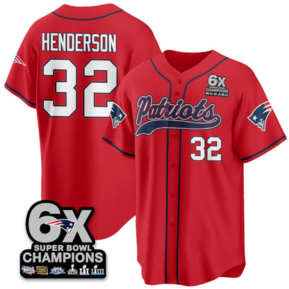 NE 6-Time Champions Patch Vapor Baseball Jersey - Stitched