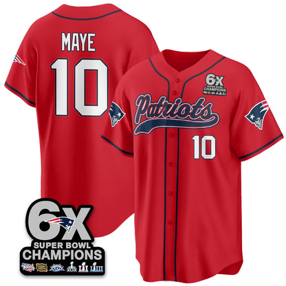 NE 6-Time Champions Patch Vapor Baseball Jersey - Stitched