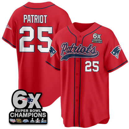 NE 6-Time Champions Patch Vapor Baseball Jersey - Stitched