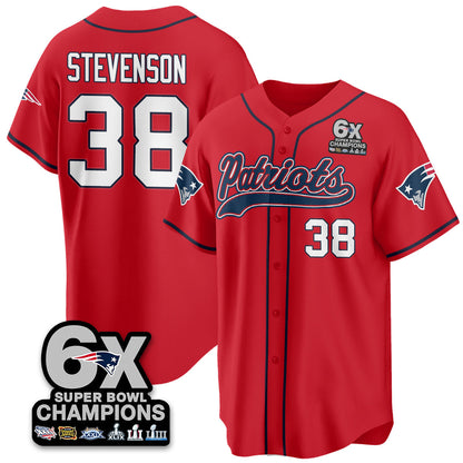 NE 6-Time Champions Patch Vapor Baseball Jersey - Stitched