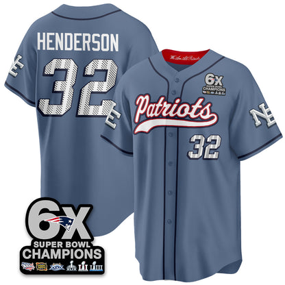 NE 6-Time Champions Patch Vapor Baseball Jersey - Stitched