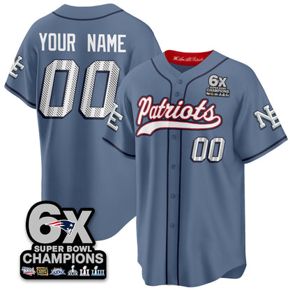 Custom NE 6-Time Champions Patch Vapor Baseball Jersey - Stitched