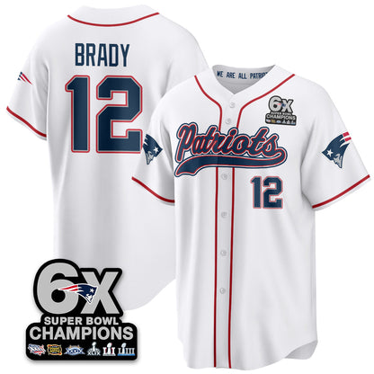 NE 6-Time Champions Patch Vapor Baseball Jersey - Stitched
