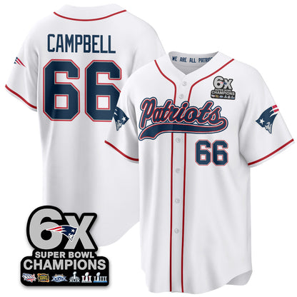NE 6-Time Champions Patch Vapor Baseball Jersey - Stitched