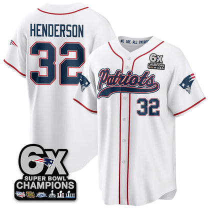 NE 6-Time Champions Patch Vapor Baseball Jersey - Stitched