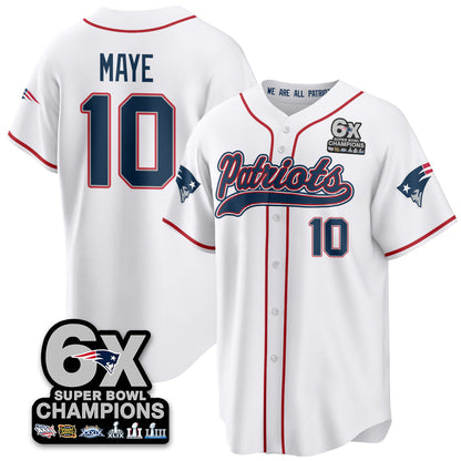NE 6-Time Champions Patch Vapor Baseball Jersey - Stitched