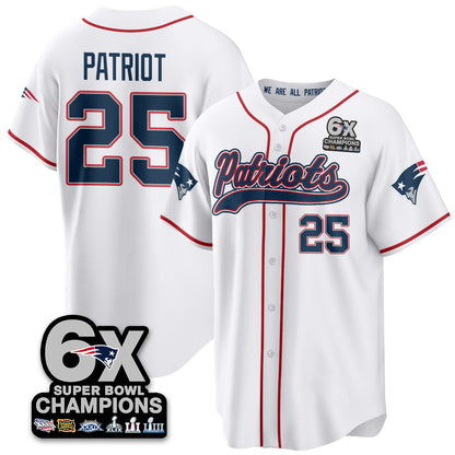 NE 6-Time Champions Patch Vapor Baseball Jersey - Stitched