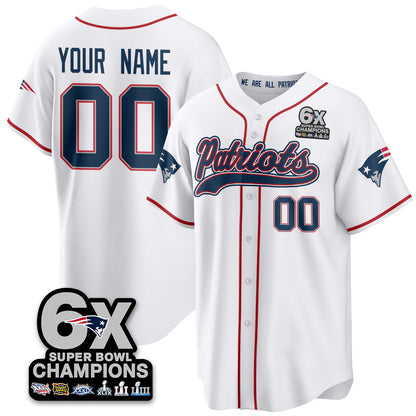 NE 6-Time Champions Patch Vapor Baseball Jersey - Stitched
