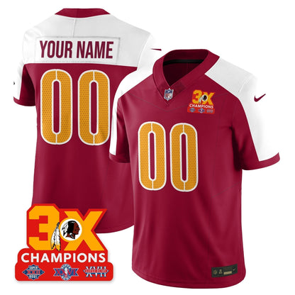 WAS 3-Time Champions Patch Vapor Limited Custom Jersey - Stitched
