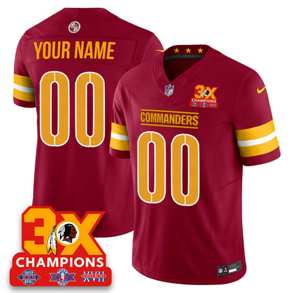 WAS 3-Time Champions Patch Vapor Limited Custom Jersey - Stitched