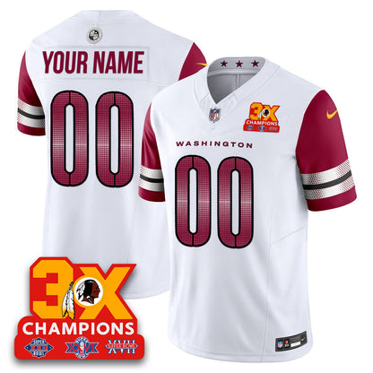 WAS 3-Time Champions Patch Vapor Limited Custom Jersey - Stitched
