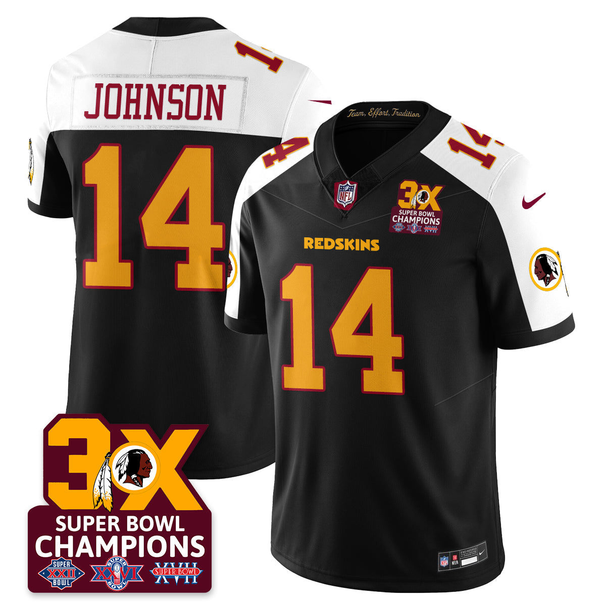 WAS 3-Time Champions Patch Vapor Limited Jersey - Stitched