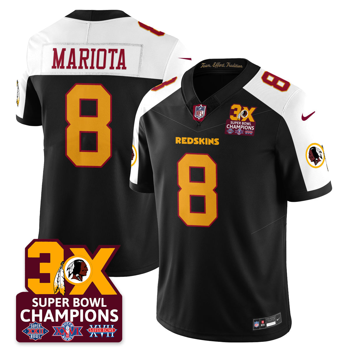 WAS 3-Time Champions Patch Vapor Limited Jersey - Stitched