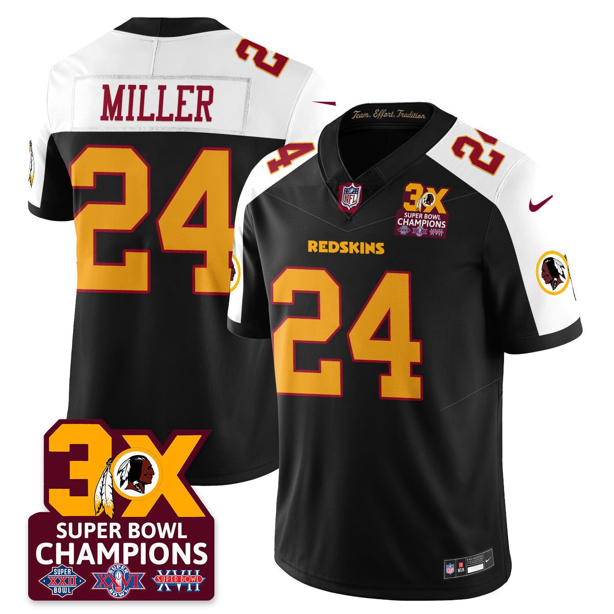 WAS 3-Time Champions Patch Vapor Limited Jersey - Stitched