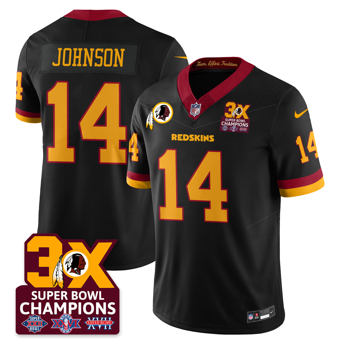 WAS 3-Time Champions Patch Vapor Limited Jersey - Stitched