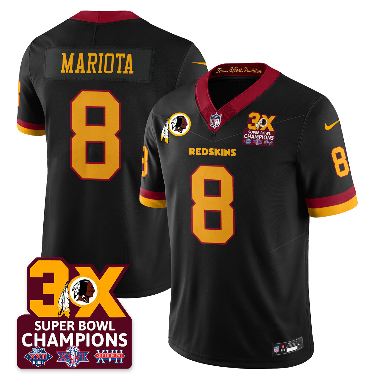WAS 3-Time Champions Patch Vapor Limited Jersey - Stitched