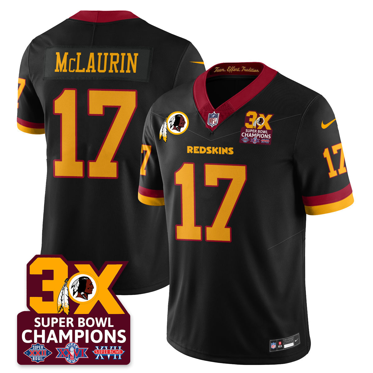 WAS 3-Time Champions Patch Vapor Limited Jersey - Stitched