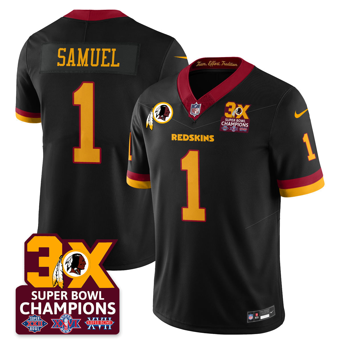 WAS 3-Time Champions Patch Vapor Limited Jersey - Stitched