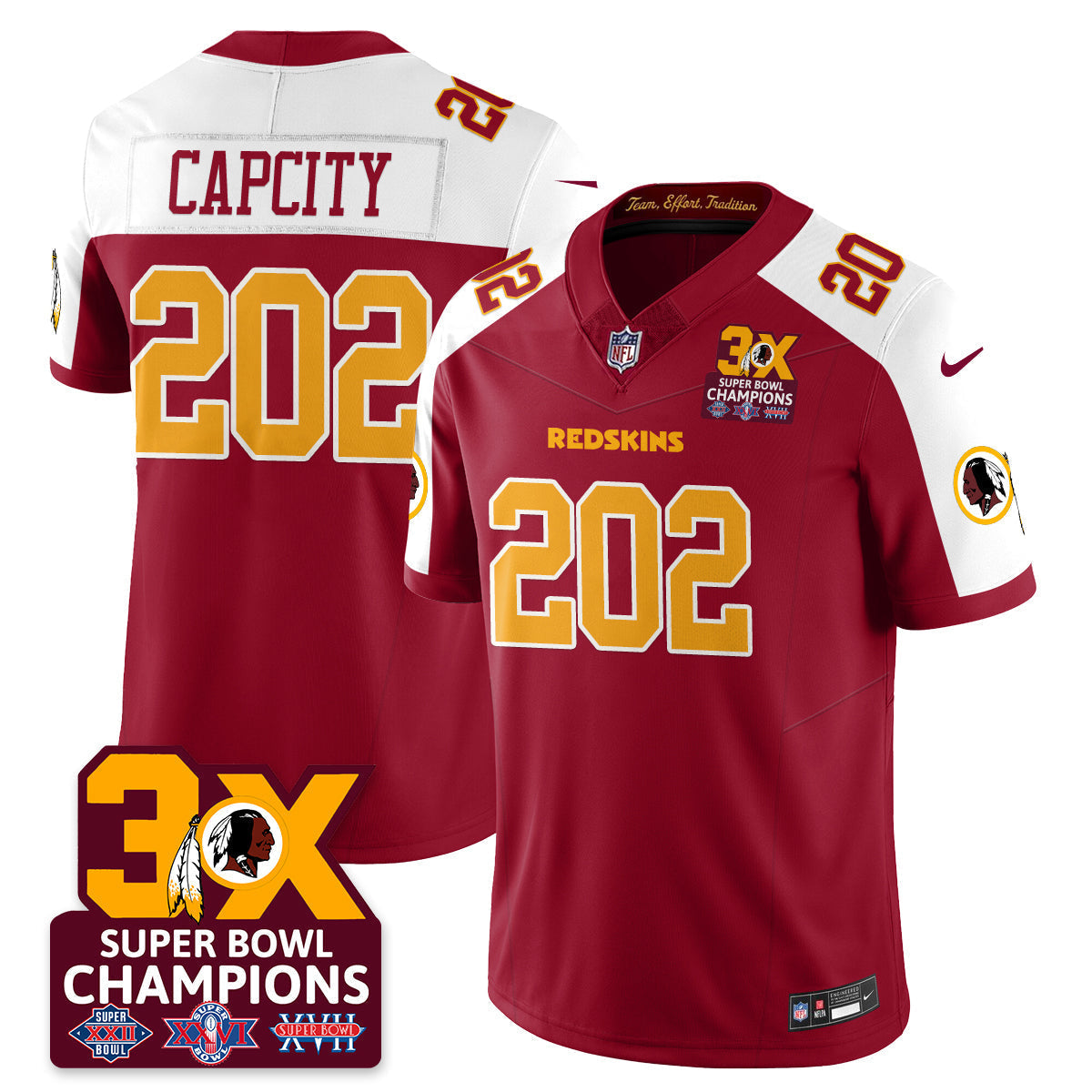 WAS 3-Time Champions Patch Vapor Limited Jersey - Stitched