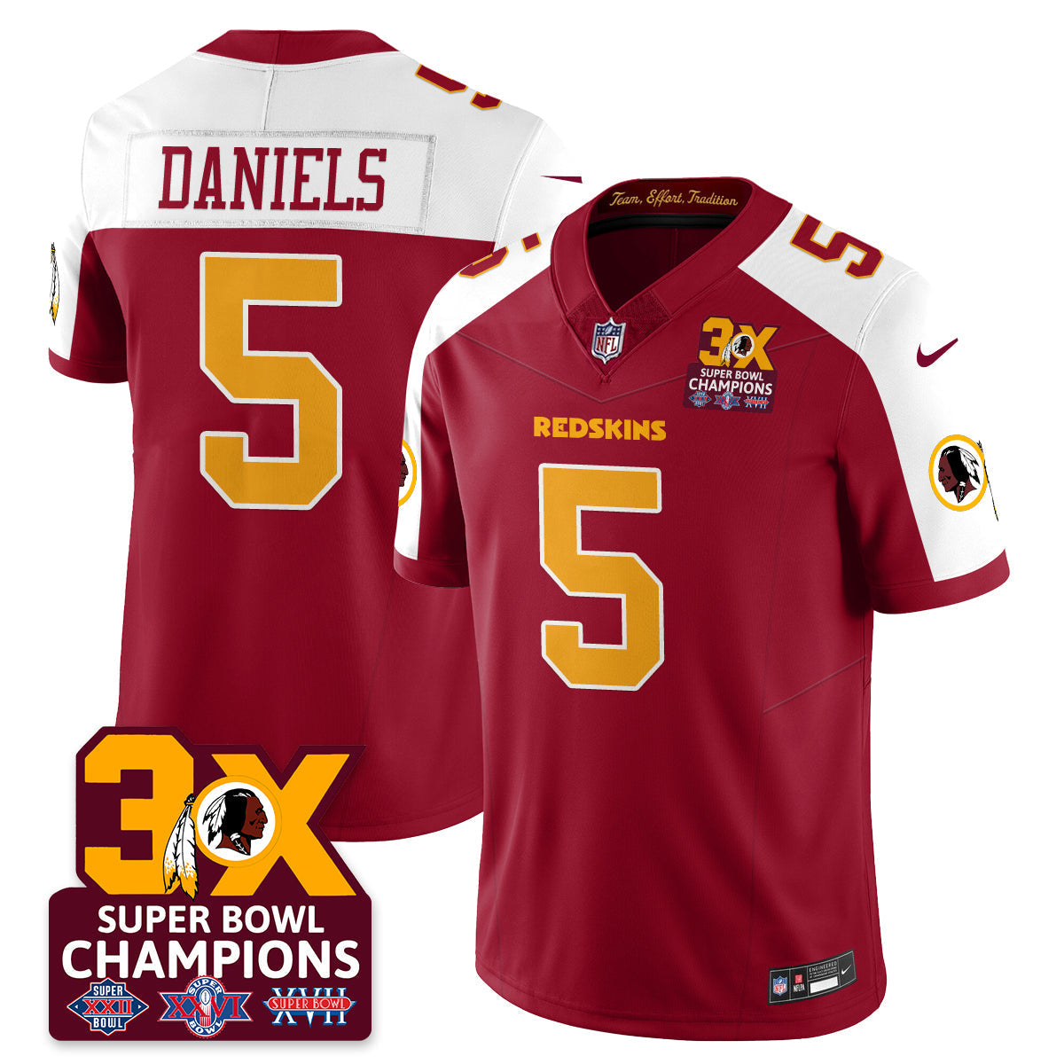 WAS 3-Time Champions Patch Vapor Limited Jersey - Stitched