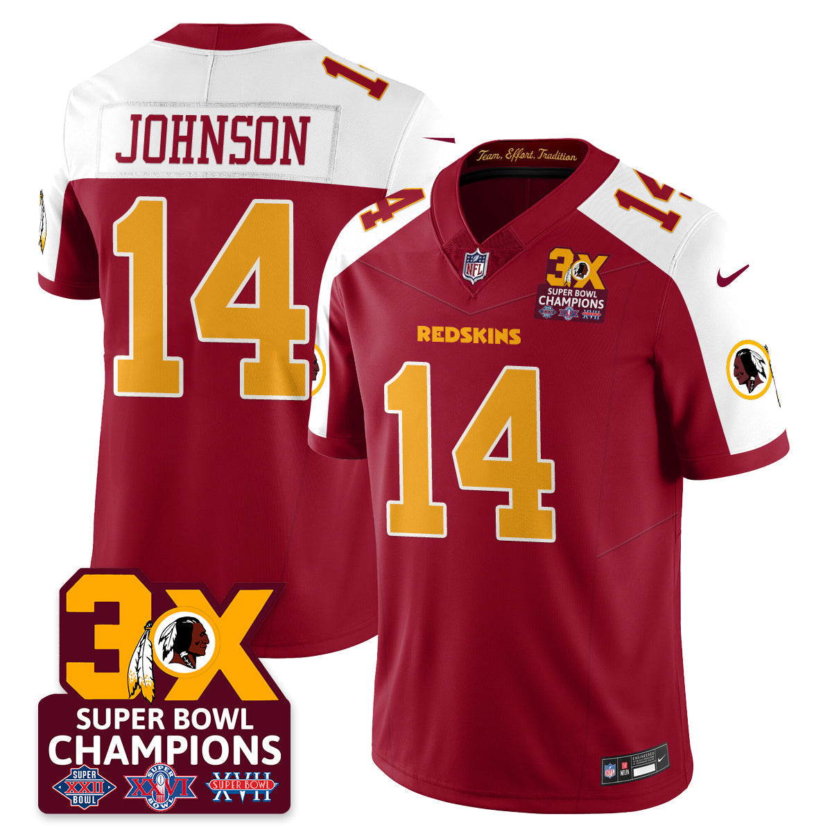 WAS 3-Time Champions Patch Vapor Limited Jersey - Stitched