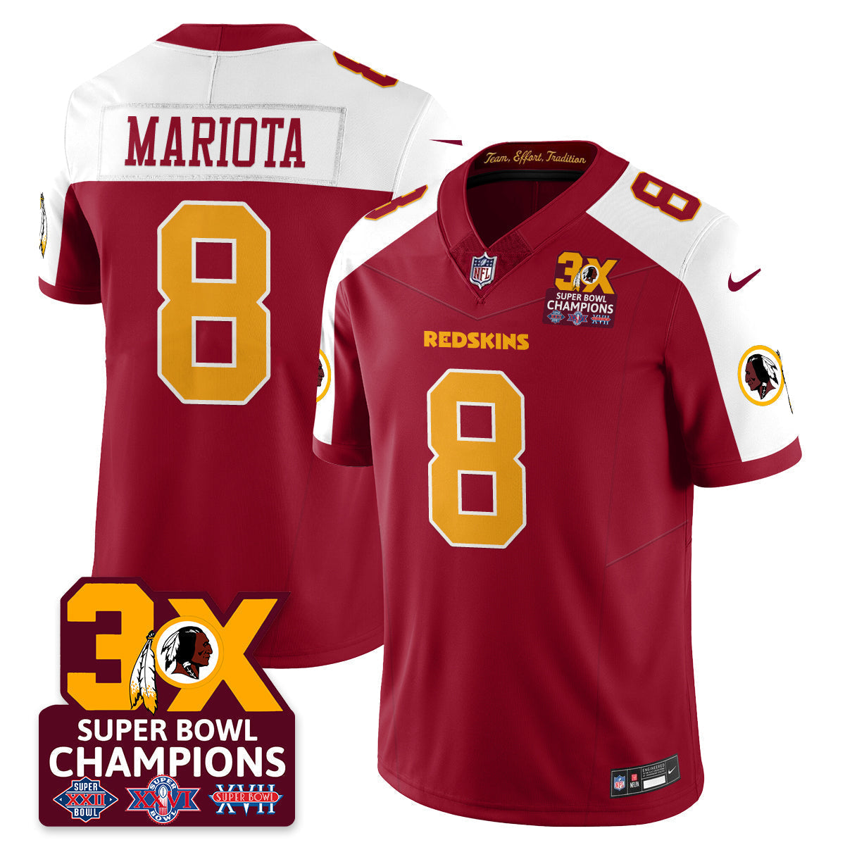 WAS 3-Time Champions Patch Vapor Limited Jersey - Stitched
