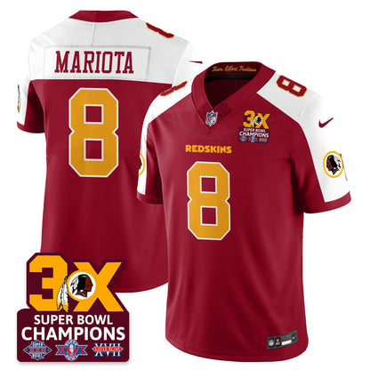WAS 3-Time Champions Patch Vapor Limited Jersey - Stitched