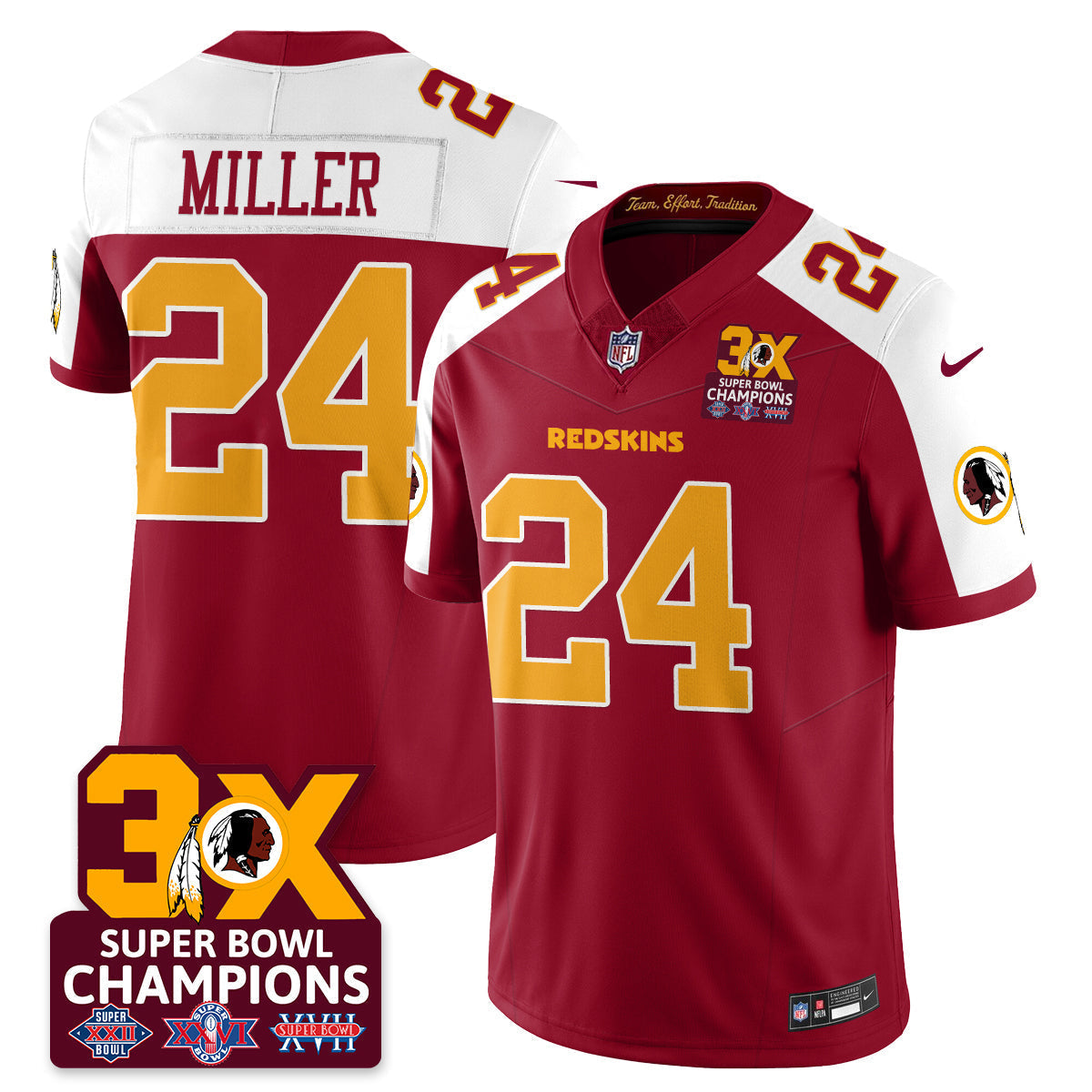 WAS 3-Time Champions Patch Vapor Limited Jersey - Stitched