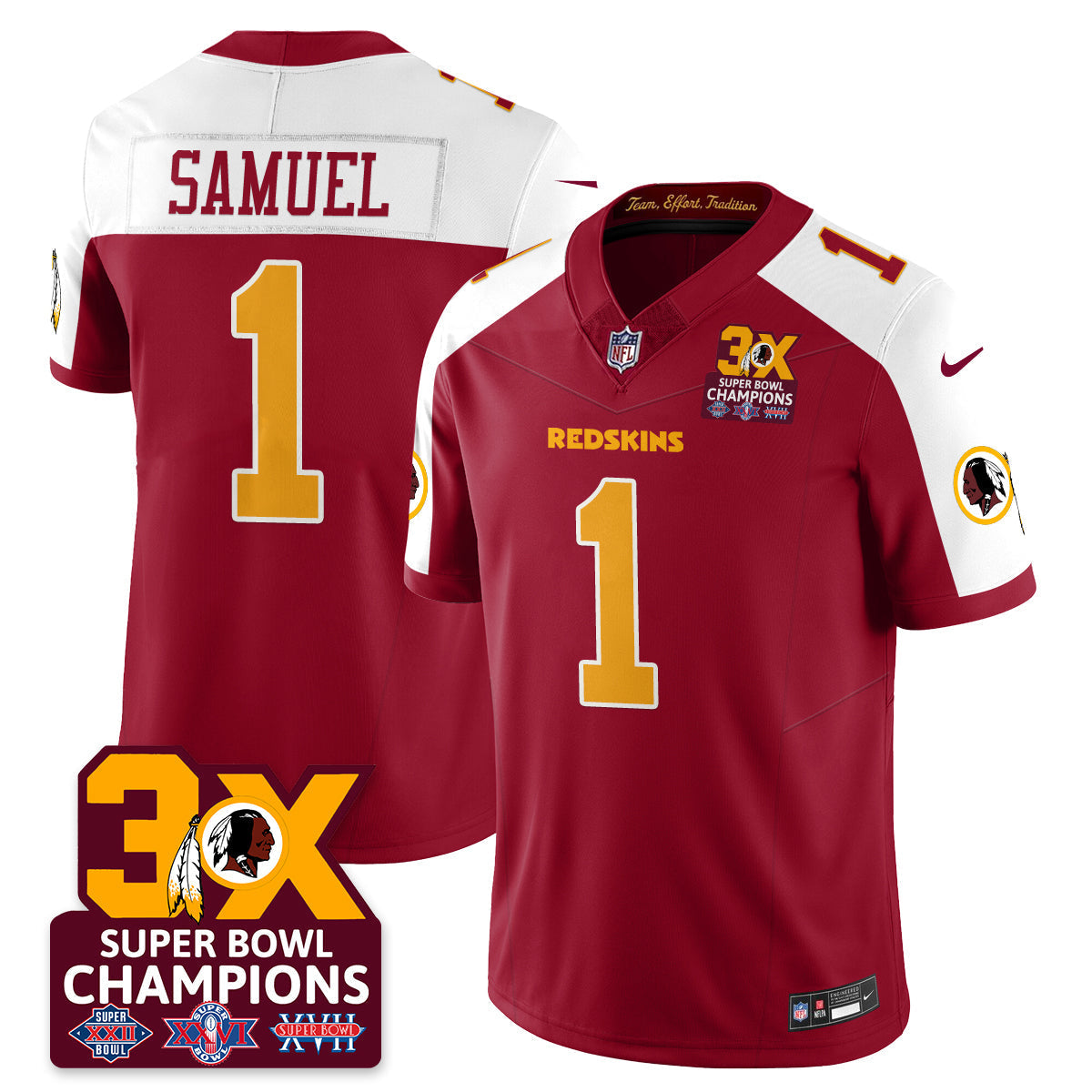 WAS 3-Time Champions Patch Vapor Limited Jersey - Stitched