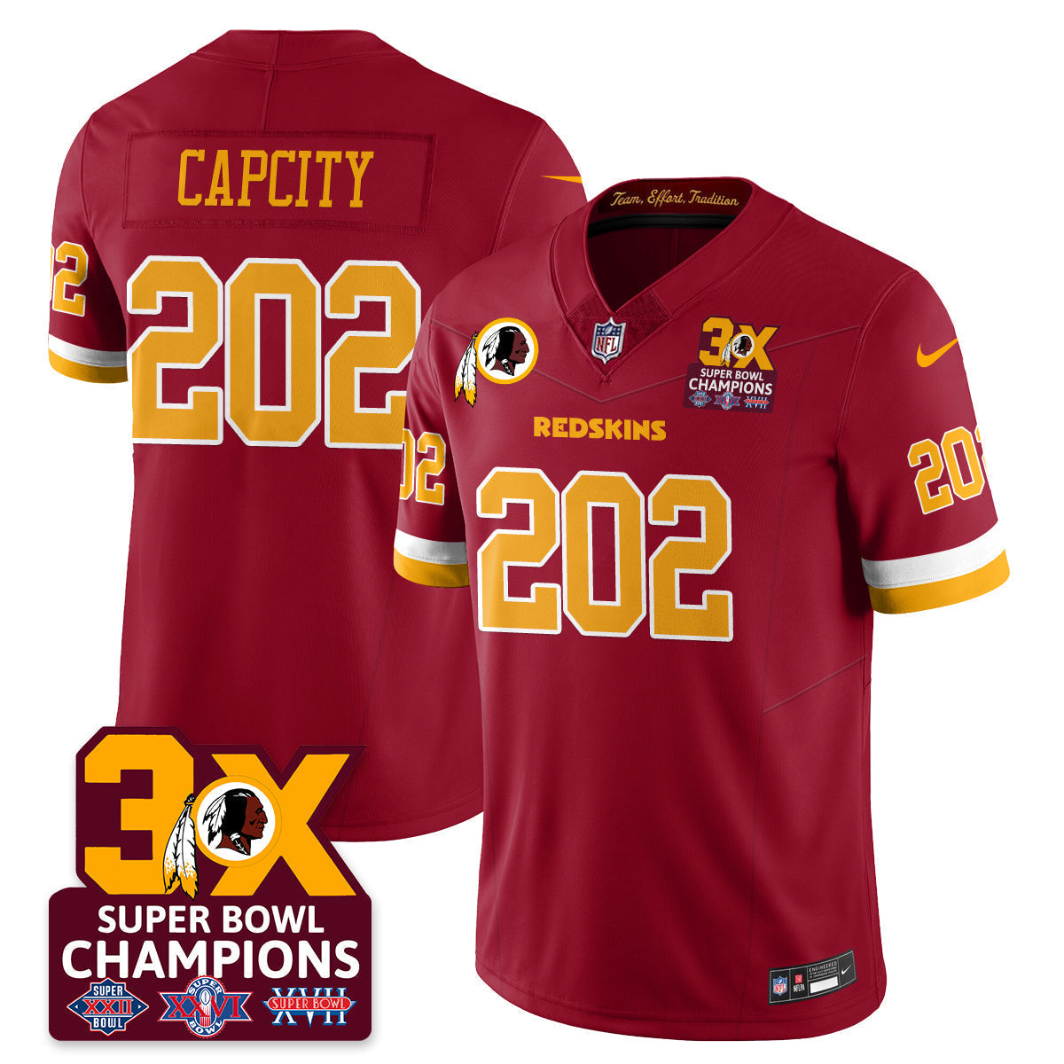 WAS 3-Time Champions Patch Vapor Limited Jersey - Stitched