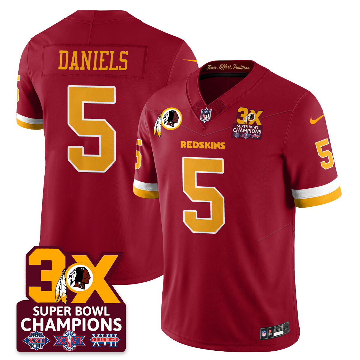 WAS 3-Time Champions Patch Vapor Limited Jersey - Stitched