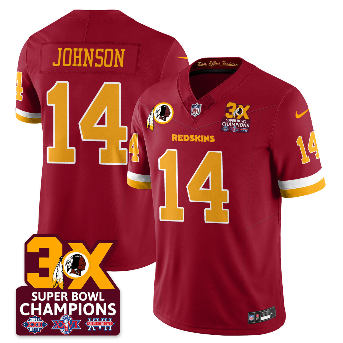 WAS 3-Time Champions Patch Vapor Limited Jersey - Stitched